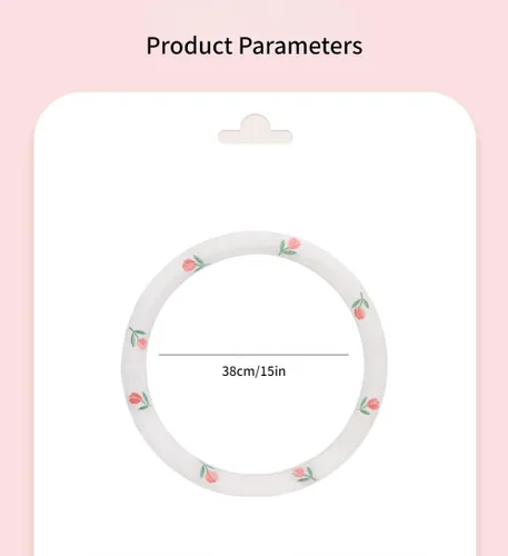 Miniatura 5 de Funda de volante de microfibra de lino para mujeres, se ajusta a 15 pulgadas, coche con linda corbata de moño, antideslizante, transpirable, que