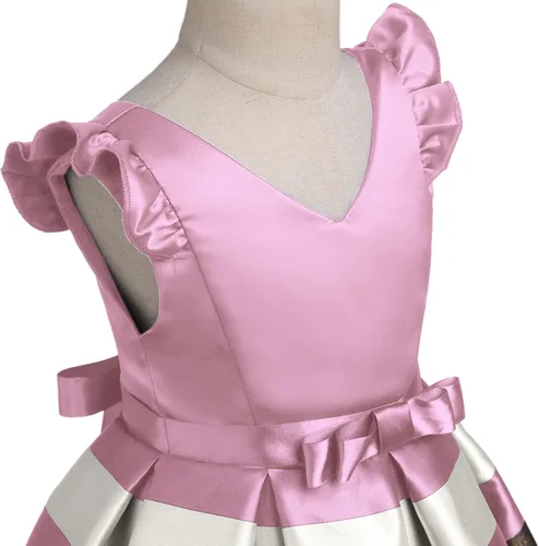 Miniatura 9 de NSSMWTTC 2-10T - Vestidos de rayas para niñas pequeñas, vestido de fiesta de boda de Navidad