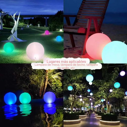 Miniatura 4 de Rukars Luz de Piscina de Bola Flotante Solar 4 PCS, 14 Pulgadas Inflable Colgable IP68 Impermeable Recargable LED Globo Luminoso de Cambio