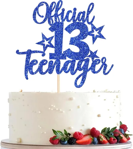 Miniatura 15 de Rsstarxi 1 paquete de 13 decoraciones oficiales para tartas de adolescentes con purpurina negra para decoración de pastel de cumpleaños de 13 años
