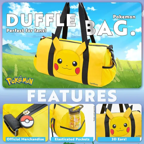 Miniatura 3 de Pokemon Bolsa de viaje para niños, bolsa de gimnasio durante la noche, kit de fútbol deportivo Pikachu, bolsa de mano, bolsa de equipaje de mano