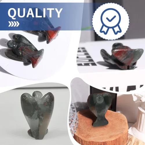 Miniatura 5 de QINJIEJIE Cristales de Piedra de Sangre Africana Decoración de Ángel Estatua de la Paz Piedra Ángel Guardián Sanador Gemas Talladas a Mano Lindas