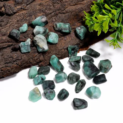 Miniatura 3 de Lote de piedra esmeralda verde cruda de 100 quilates, piedras preciosas en bruto, cristales naturales, cristales de chakra, piedras curativas