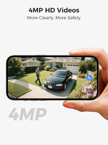 Miniatura 5 de Cámara de seguridad solar inalámbrica WiFi Pro para exteriores, visión nocturna a color de 4 MP, detección de movimiento AI/PIR, 360 PT, audio de 2
