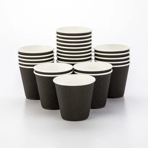 Miniatura 22 de Vasos de café de papel aislado de pared corrugada, 12 onzas, 12 onza, Negro