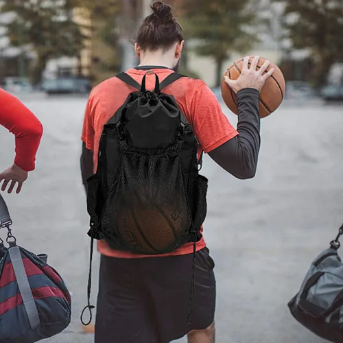 Miniatura 2 de STAY GENT - Mochila con cordón de baloncesto para niños, mochila de fútbol plegable, bolsa de gimnasio, mochila deportiva con bolsa de malla