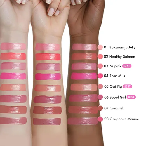 Miniatura 9 de Amuse Seoul Jel-Fit Tint (01 Boksoonga Jelly) Tinte labial coreano de gelatina, tinte labial de larga duración, hidratante y brillante, ácido