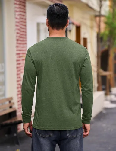 Miniatura 6 de Cotrasen Camisas Henley de Manga Larga para Hombre Camisetas de Algodón con 3 Botones Tops Casuales Básicos de Moda