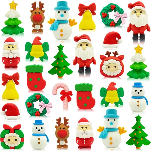 120 PIEZAS Borradores de Navidad para Niños, Borrador de Rompecabezas a Granel, Mascotas de Escritorio, Borradores Festivos para Niños, Regalos de