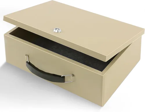 Miniatura 12 de Dalmbox - Caja de seguridad portátil de metal con cerradura de código digital, almacenamiento resistente al fuego para documentos, caja de seguridad