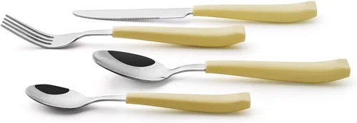 Miniatura 4 de Annova WF232 - Juego de cubiertos de acero inoxidable con asas de colores cómodos de sostener, 4 tenedores de cena, 4 cuchillos, 4 cucharas de cena