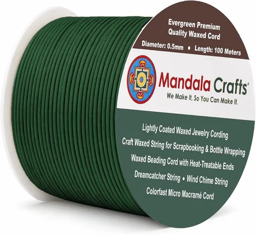 Miniatura 111 de Cuerda Mandala Crafts 0.03 pulgadas 109 yardas para hacer joyería, artesanía, macramé, cuerda de algodón encerado Negro