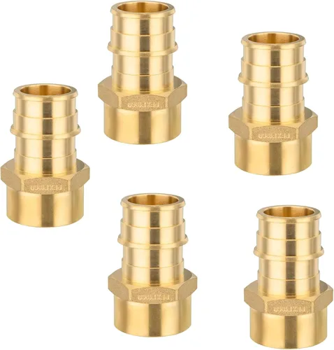 Miniatura 8 de Paquete de 5 accesorios PEX-A, adaptador NPT hembra de expansión de latón de 1 x 1 pulgada, adaptador roscado hembra PEX ASTM F1960 para tubos Pex
