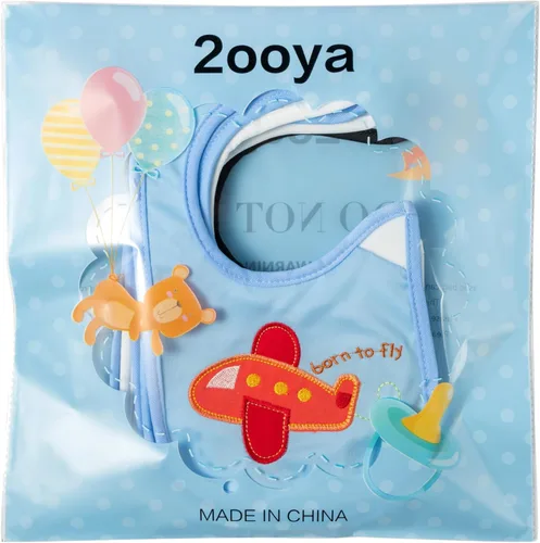 Miniatura 6 de 7 Piezas Baberos de Bebé de Algodón Impermeables con Cierre de Velcro Babero para Recién Nacido Recuerdo Regalo de Bebé para Babear Alimentación Azul