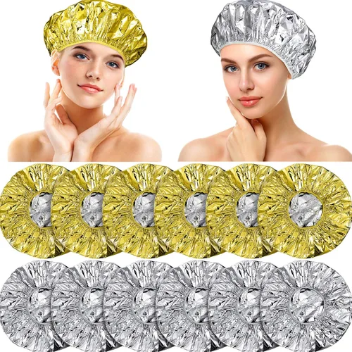 Miniatura 8 de 12 tapas de acondicionamiento profundo, papel de aluminio, reutilizables, para procesamiento del cabello, coloración del cabello, para uso