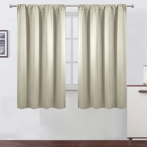 Miniatura 92 de LEMOMO Cortinas opacas negras para cocina, 42 x 45 pulgadas, juego de 2 paneles de cortinas opacas con bolsillo para cortinero para ventana pequeña