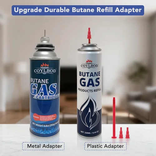 Miniatura 6 de Adaptador de tanque de butano Semlos versátil, adaptador de llenado de butano de metal, conector de tanque de butano en cassette, adaptador