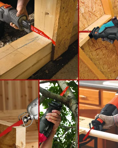 Miniatura 6 de Paquete de 10 hojas de sierra recíproca de 6 pulgadas 6/12 TPI para madera con clavos incrustados, hojas bimetálicas para cortar montantes y clavos