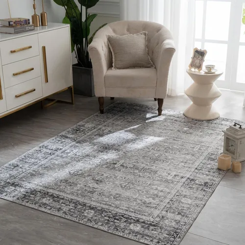 Miniatura 56 de Syalife 4x6 Alfombra Lavable para Área, Ultra Suave Antideslizante, Pila Baja, Alfombra Vintage Resistente a Manchas para Sala de Estar, Alfombra
