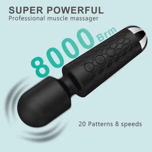 Miniatura 3 de Masajeador personal de espalda, masajeador de mano impermeable y recargable, 20 velocidades, 8 patrones, masaje de vibración, perfecto para Negro