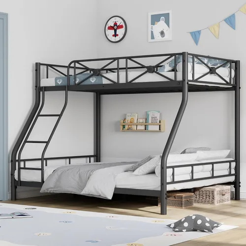 Miniatura 6 de IDEALHOUSE Litera de metal individual sobre matrimonial, literas modernas y resistentes con rieles de protección de seguridad y diseño que ahorra