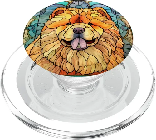 Miniatura 8 de Chow Chow Dog - PopSockets PopGrip estándar con vitrales para perros
