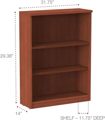 Miniatura 3 de Alera Alera Valencia Series Librería, tres estantes, 31.75 pulgadas de ancho x 14 pulgadas de profundidad x 39.38 pulgadas, color cereza medio