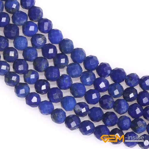 Miniatura 2 de GEM-Inside Cuentas espaciadoras redondas facetadas de gemas de lapislázuli azul natural semipreciosas de 2mm para hacer joyas 15