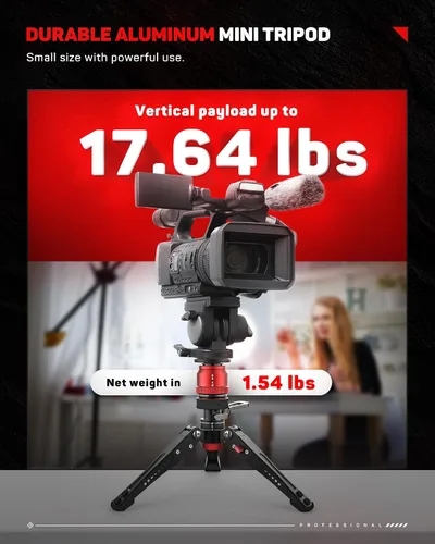 Miniatura 6 de IFOOTAGE Mini trípode para cámara, trípode pequeño profesional de mesa con pedal para fotografía, trípode de escritorio con carga máxima de hasta