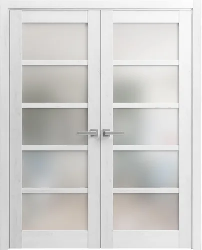 Miniatura 14 de SARTODOORS Puertas dobles francesas macizas de vidrio esmerilado de 36 x 80 pulgadas Quadro 4002 ceniza de chocolate Marcos de panel sólido