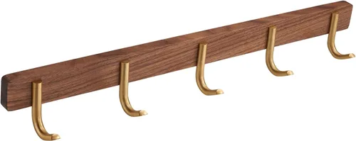 Miniatura 10 de Perchero montado en la pared, perchero colgante de entrada, riel para abrigos de metal y madera con 3 ganchos rústicos para abrigo, bufanda, bolsa