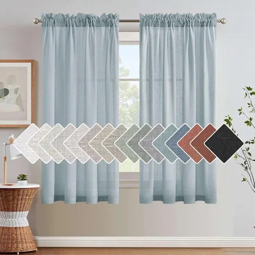 Miniatura 43 de H.VERSAILTEX Cortinas de Lino con Textura Filtradoras de Luz para Tratamiento de Ventanas de Sala de Estar, Cortinas Naturales Duraderas