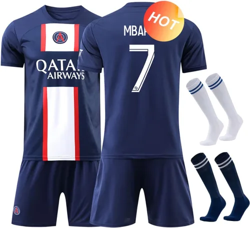 Leytearoo Conjunto de calcetines de fútbol para niños, camiseta y pantalones cortos para niños y jóvenes