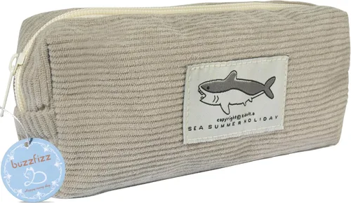 Miniatura 6 de Estuche pequeño para lápices con gran capacidad, estuche con diseño de tiburón, bolsa con cremallera gris para oficina, organizador de papelería