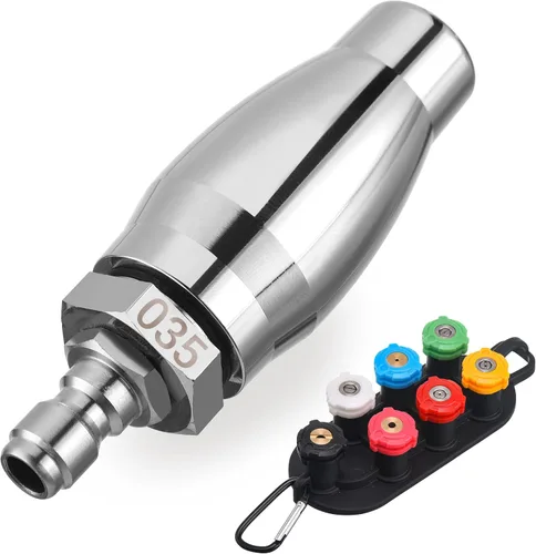 Miniatura 10 de JOEJET Boquilla turbo para lavadora a presión, boquilla giratoria para lavadora a presión con conexión rápida de 1/4 pulgadas, 7 puntas de boquilla