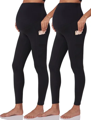 POSHDIVAH Leggings de maternidad con forro polar para mujer, sobre el vientre, embarazo, invierno, cálidos, yoga, entrenamiento, pantalones activos