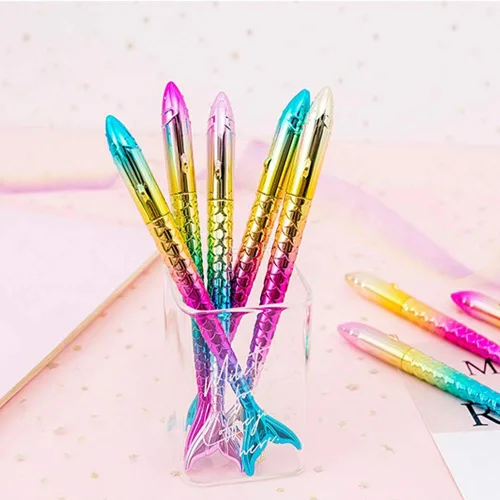 Miniatura 5 de Paquete de 24 bolígrafos de sirena – Bolígrafo creativo de tinta de gel líquido para escuela, hogar, oficina, papelería, niñas, mujeres, compañeros