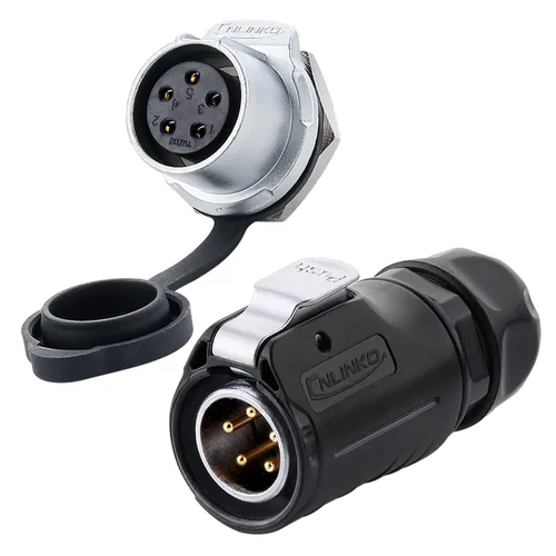 Miniatura 18 de CNLINKO Serie LP20 Conector Impermeable, Conector de Potencia IP68 4 pines 20A 500V M20 Conector LED, Aprobado UL CE Rohs (4 pines)