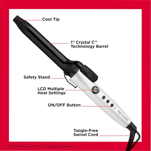 Miniatura 4 de Revlon Crystal C + rizador de pelo de cerámica, brillo duradero y menos encrespamiento, (1 pulgada)