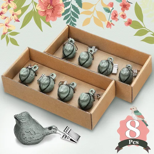 Miniatura 4 de Patelai Juego de 8 piezas de manteles de hierro fundido con diseño de pájaro antiguo, vintage, con clip, para exteriores, hogar, jardín, fiesta