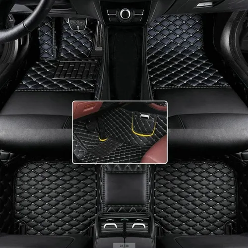 Miniatura 23 de Alfombrillas de cuero personalizadas para sedán, SUV, automóvil deportivo, negro, rojo, rosa, blanco, alfombrillas de vehículo para hombres