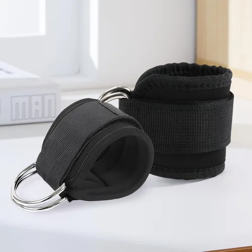 Miniatura 6 de 2 correas de levantamiento de pesas con anillo D, muñequeras ajustables para gimnasio, muñequeras acolchadas, para máquinas de cable