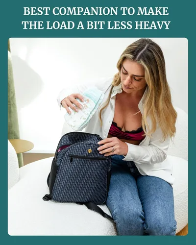 Miniatura 8 de IDAHO JONES Bolsa de pañales pequeña, mini mochila para pañales, espaciosa y elegante, correas para cochecito y cambiador incluidos, Claremont