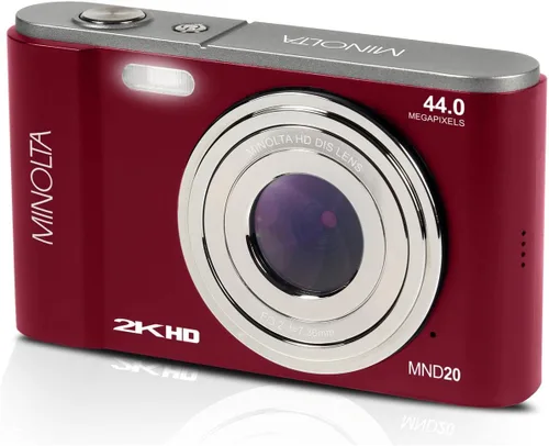 Miniatura 2 de Minolta MND20 44 MP 2.7K Ultra HD Cámara digital con caja de cámara Slinger (rojo)