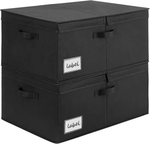 Miniatura 11 de GRANNY SAYS Contenedor de almacenamiento negro con tapa, organizadores de armario de tela y cestas de almacenamiento, caja de almacenamiento extra