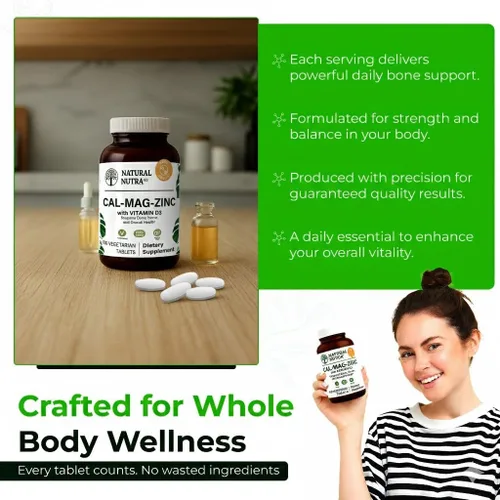 Miniatura 6 de Natural Nutra Suplemento de calcio y magnesio y zinc con vitamina D3 para fortaleza ósea, salud sin gluten y sin azúcar, complejo mineral esencial