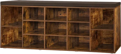 Miniatura 41 de DINZI LVJ Banco de almacenamiento de zapatos con cojín, estante de cubículos con 12 cubículos, estantes ajustables, banco organizador multifuncional