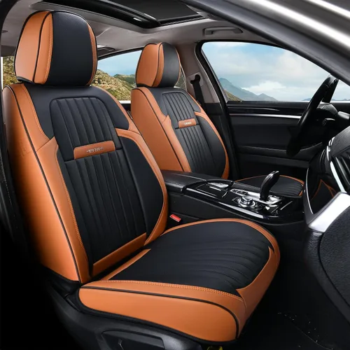 Miniatura 19 de Coverado Fundas de Asiento Delantero para Automóvil, 2 Piezas Fundas de Asiento de Cuero para Automóviles, Protector de Asiento de Automóvil Solo