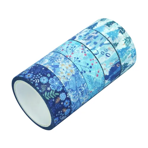 Miniatura 2 de YUBBAEX - Juego de 10 rollos de cinta Washi Four Seasons, cinta adhesiva decorativa de copos de nieve azules (Invierno)