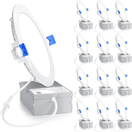 Miniatura 11 de Ensenior Paquete de 12 Luces LED Empotradas de 4 Pulgadas, Regulables, Blanco Claro 6000K, 750LM Alta Luminosidad, 9W 120V, 2 Pines, ERL-9X-ETL
